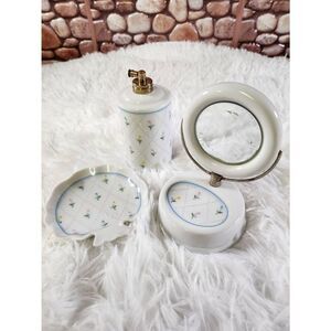 Vintage 1970s  Napco Mini Tulip Pattern Vanity Set